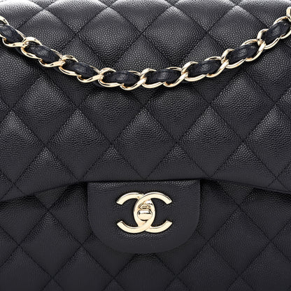 Chanel Caviar Quilted Jumbo Double Flap Navy Blue 8 of 11