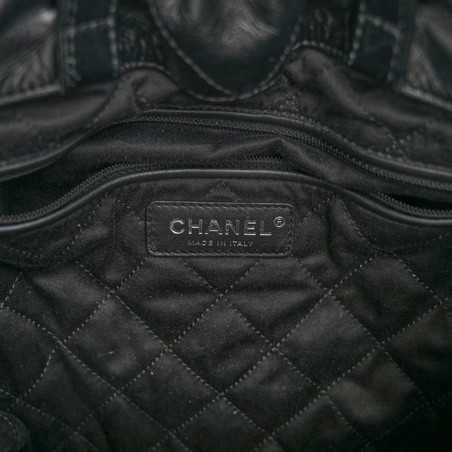 Shiny Calfskin Quilted Chanel 22 Backpack So Black