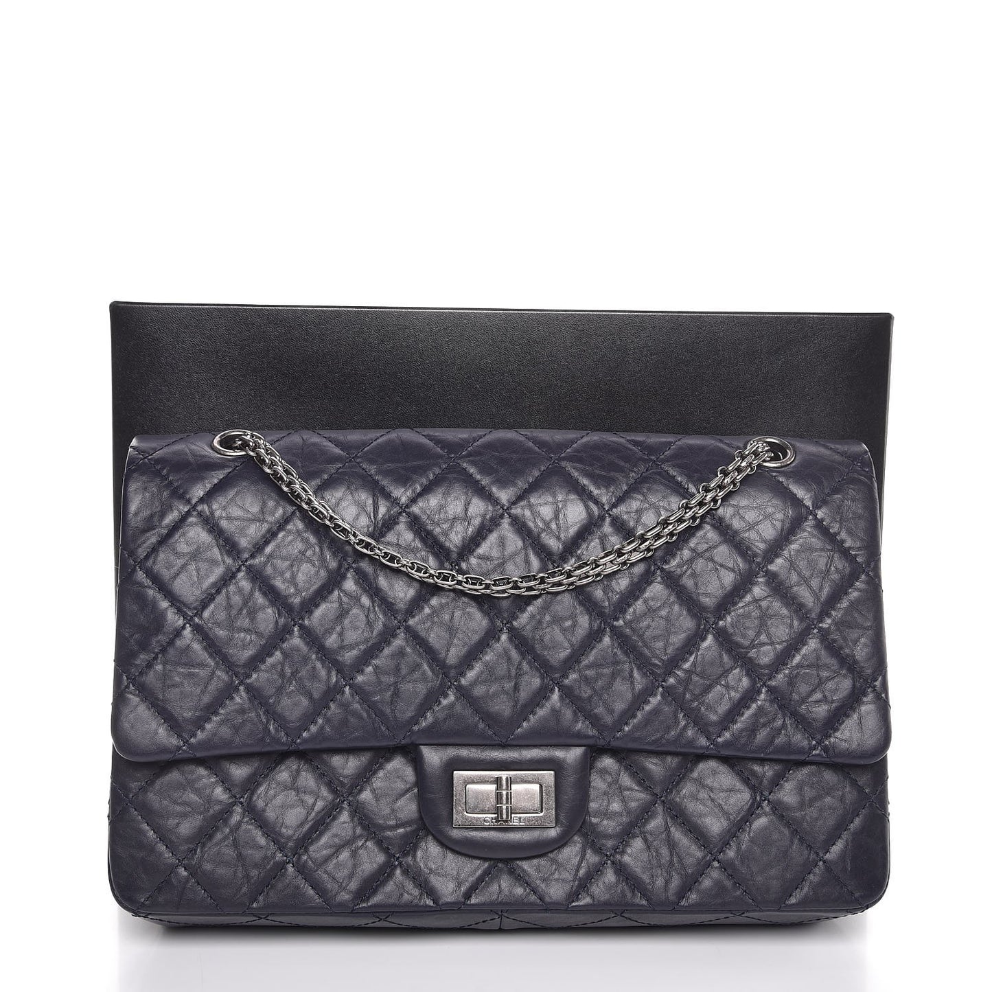 Aged Calfskin Quilted 2.55 Reissue 227 Flap Navy Blue