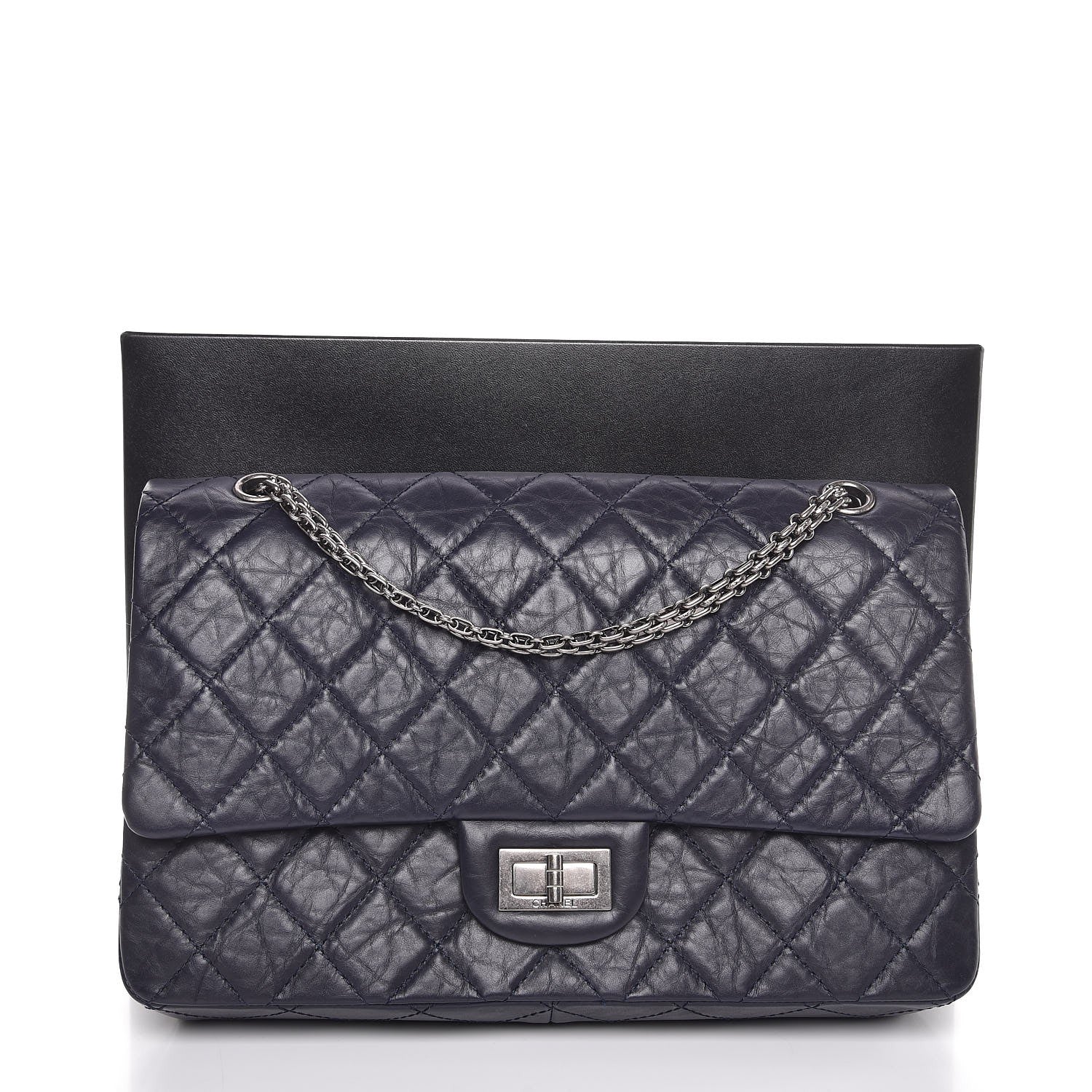 Chanel Aged Calfskin Quilted 2.55 Reissue 227 Flap Navy Blue 9 of 9