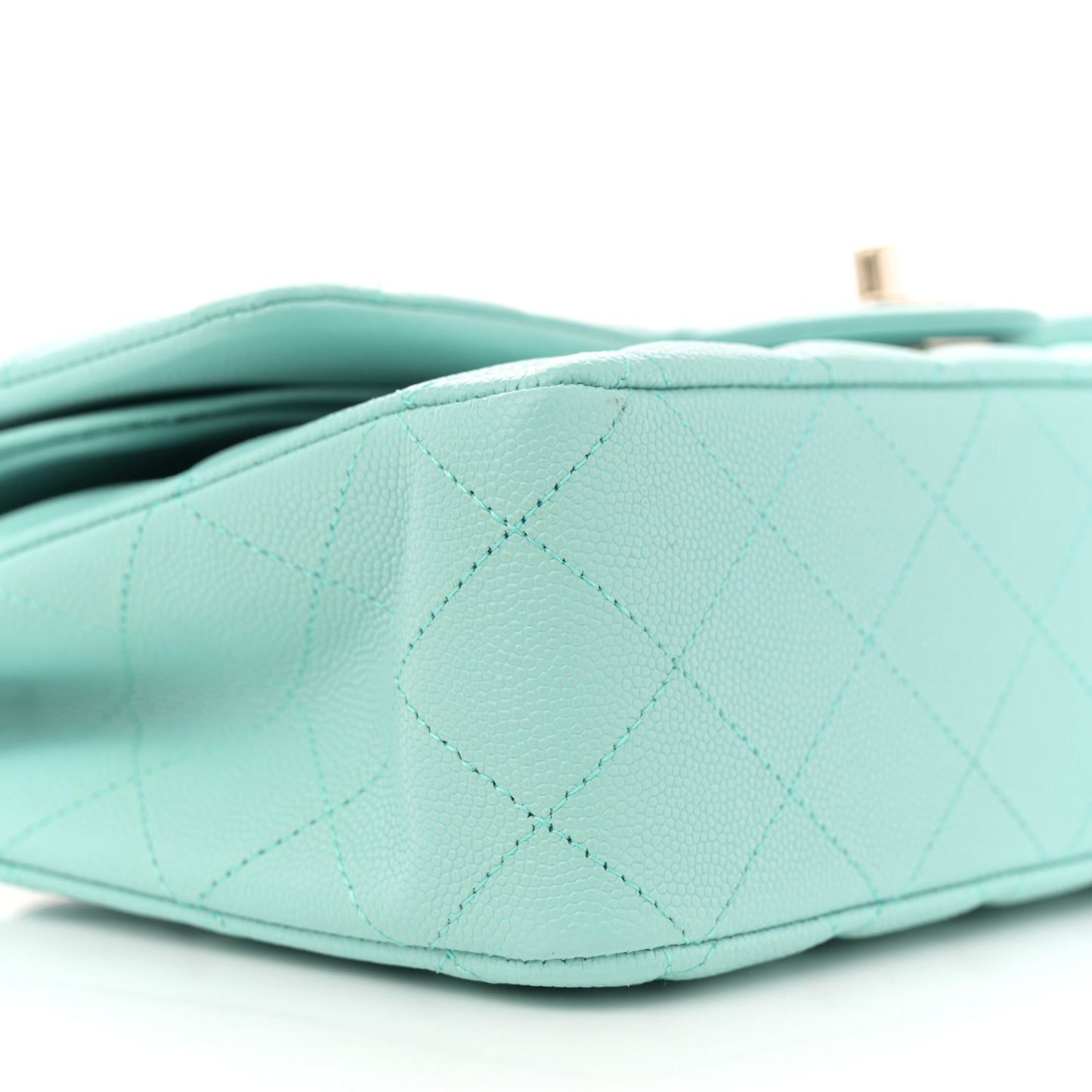 Lambskin Quilted Medium Double Flap Light Blue