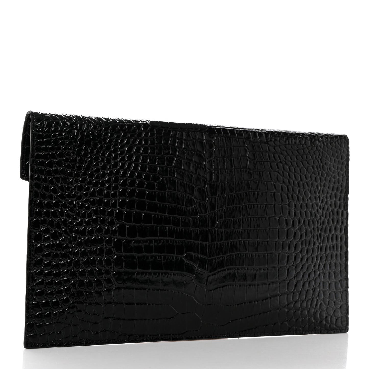 Calfskin Crocodile Embossed Uptown Monogram Pouch Black