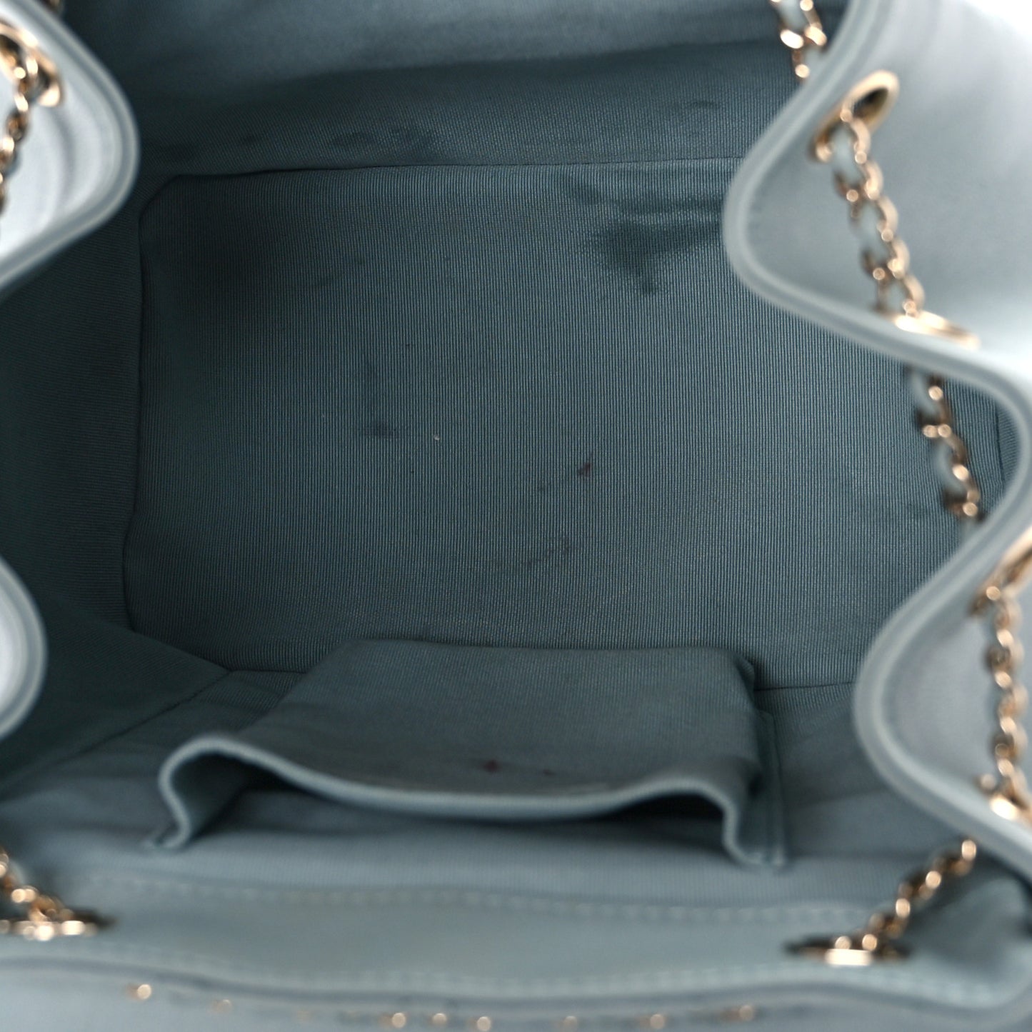 Lambskin Quilted Large Duma Drawstring Backpack Light Blue