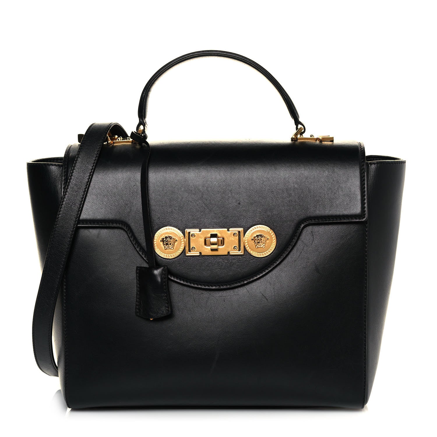 Versace Calfskin Signature Satchel Black 1 of 16