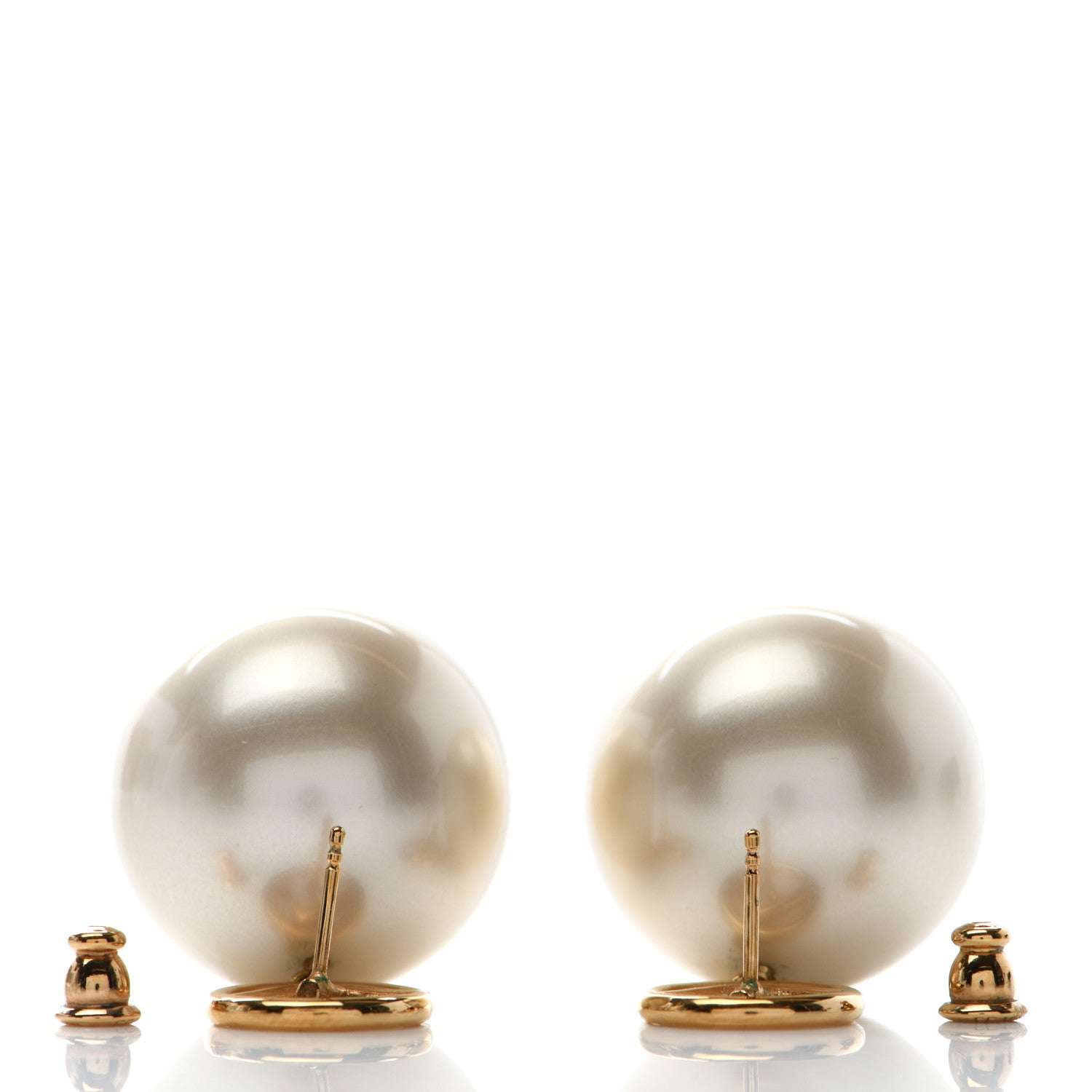 Fendi Metal Pearl Logo Earrings Gold 3 of 5