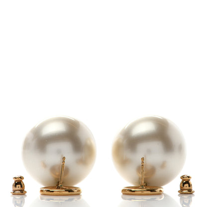 Fendi Metal Pearl Logo Earrings Gold 3 of 5