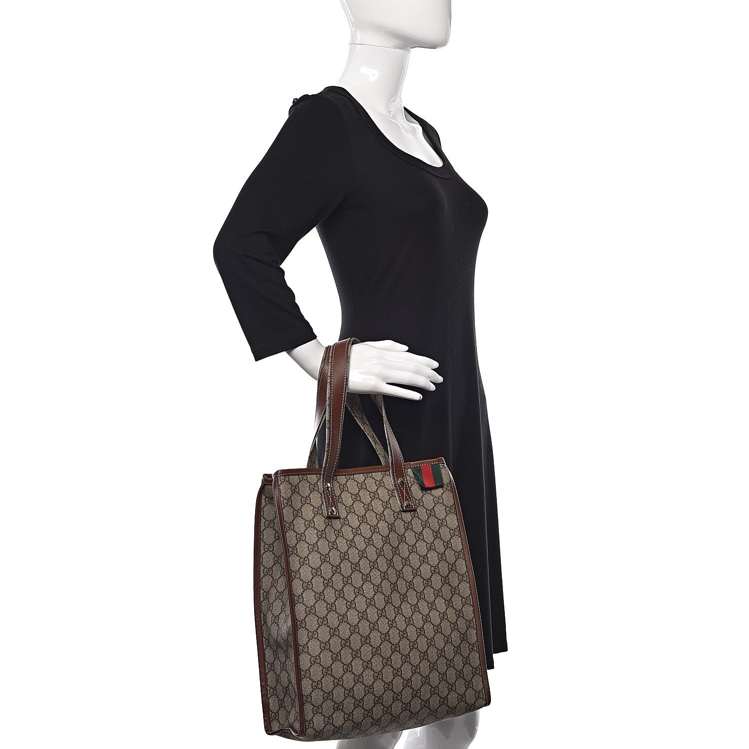 Gucci GG Plus Monogram Small Signature Web Loop Vertical Tote Light Brown 2 of 18