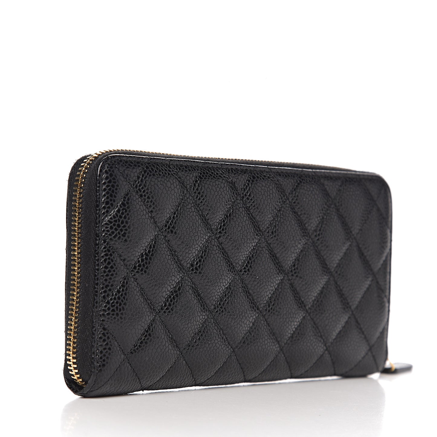 Caviar Quilted Large Gusset Zip Around Wallet Black