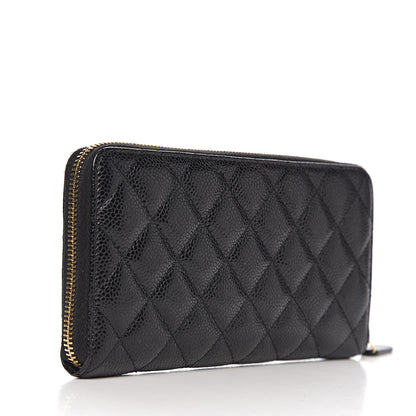 Chanel Caviar Quilted Large Gusset Zip Around Wallet Black 2 of 7