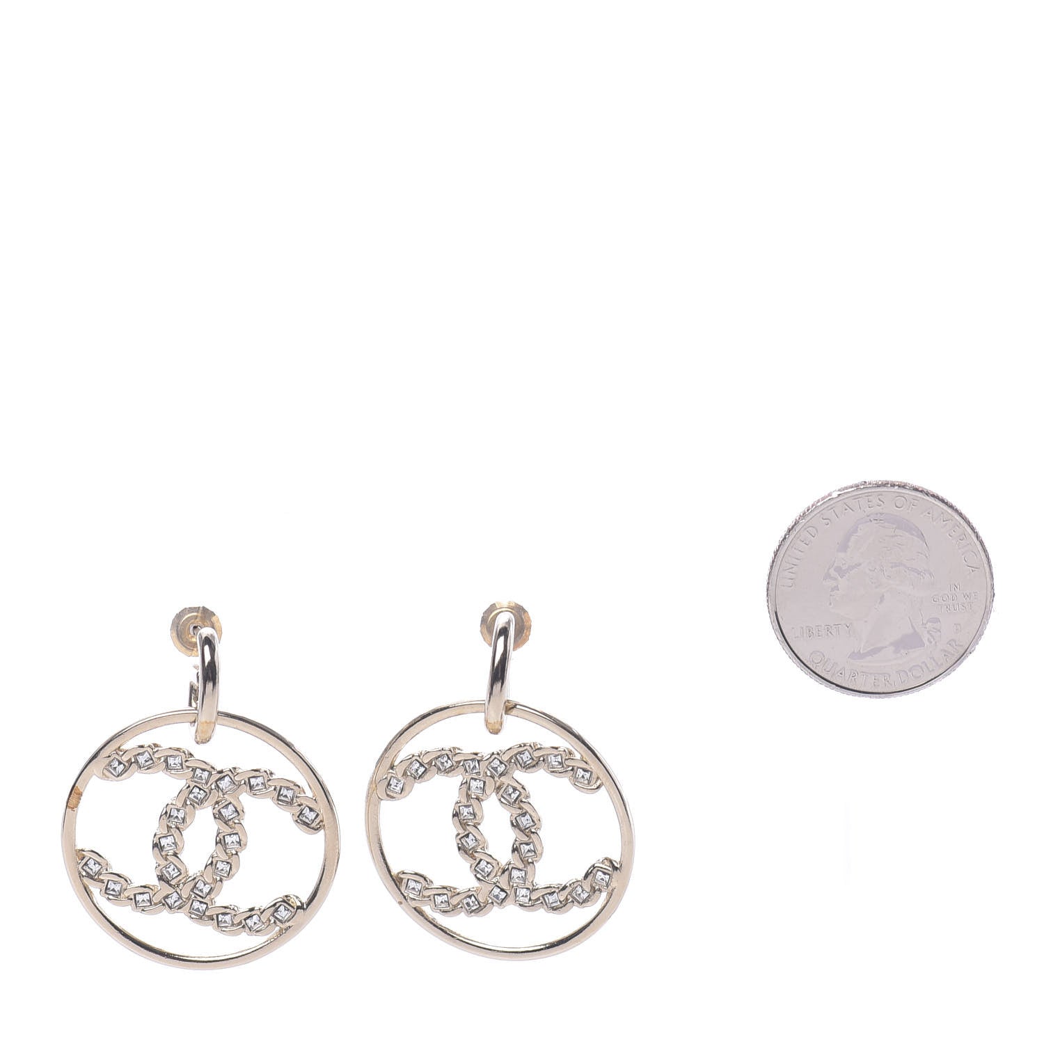 Chanel Baguette Crystal High Society CC Drop Earrings Gold 2 of 5
