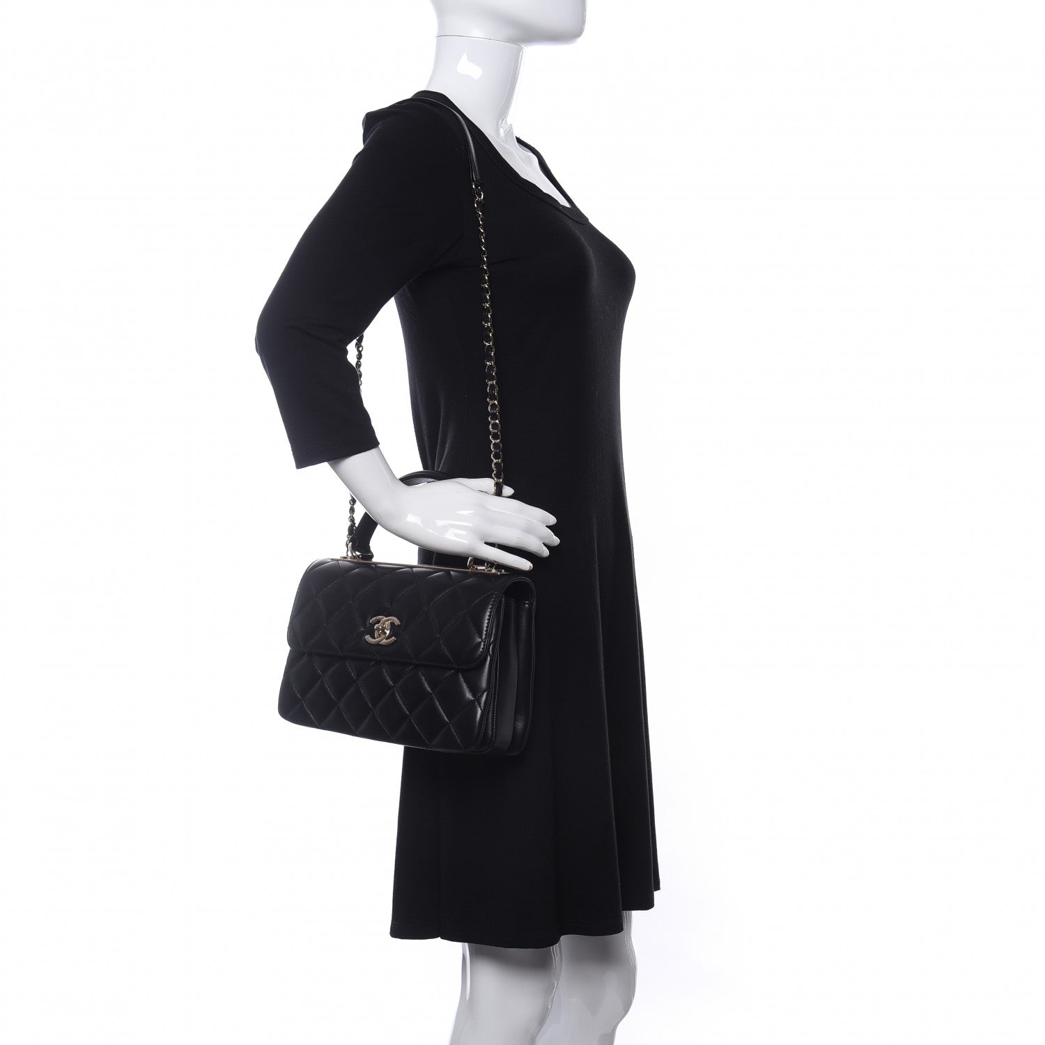 Chanel Lambskin Quilted Small Trendy CC Dual Handle Flap Bag Black 2 of 11