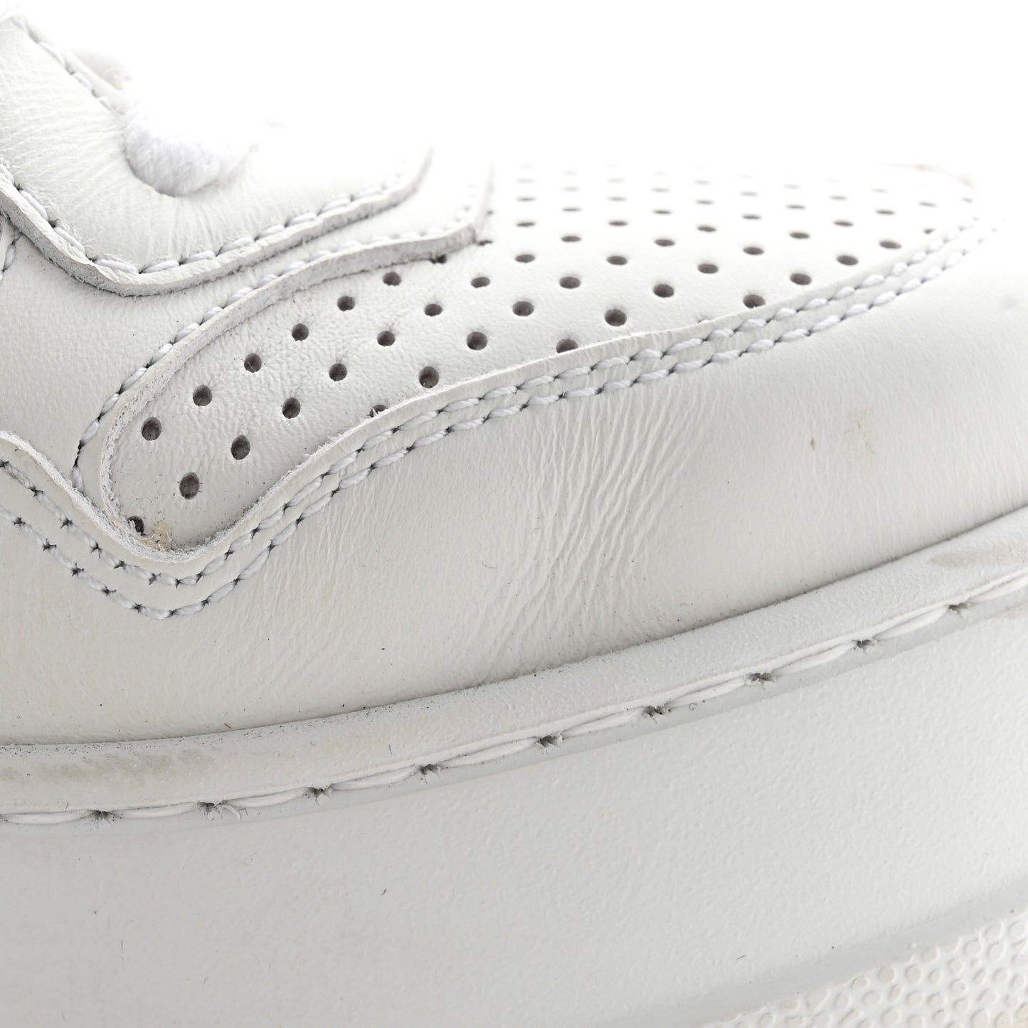 Calfskin Web Perforated Womens Platform 55mm Sneakers 38.5 White Bright Splash