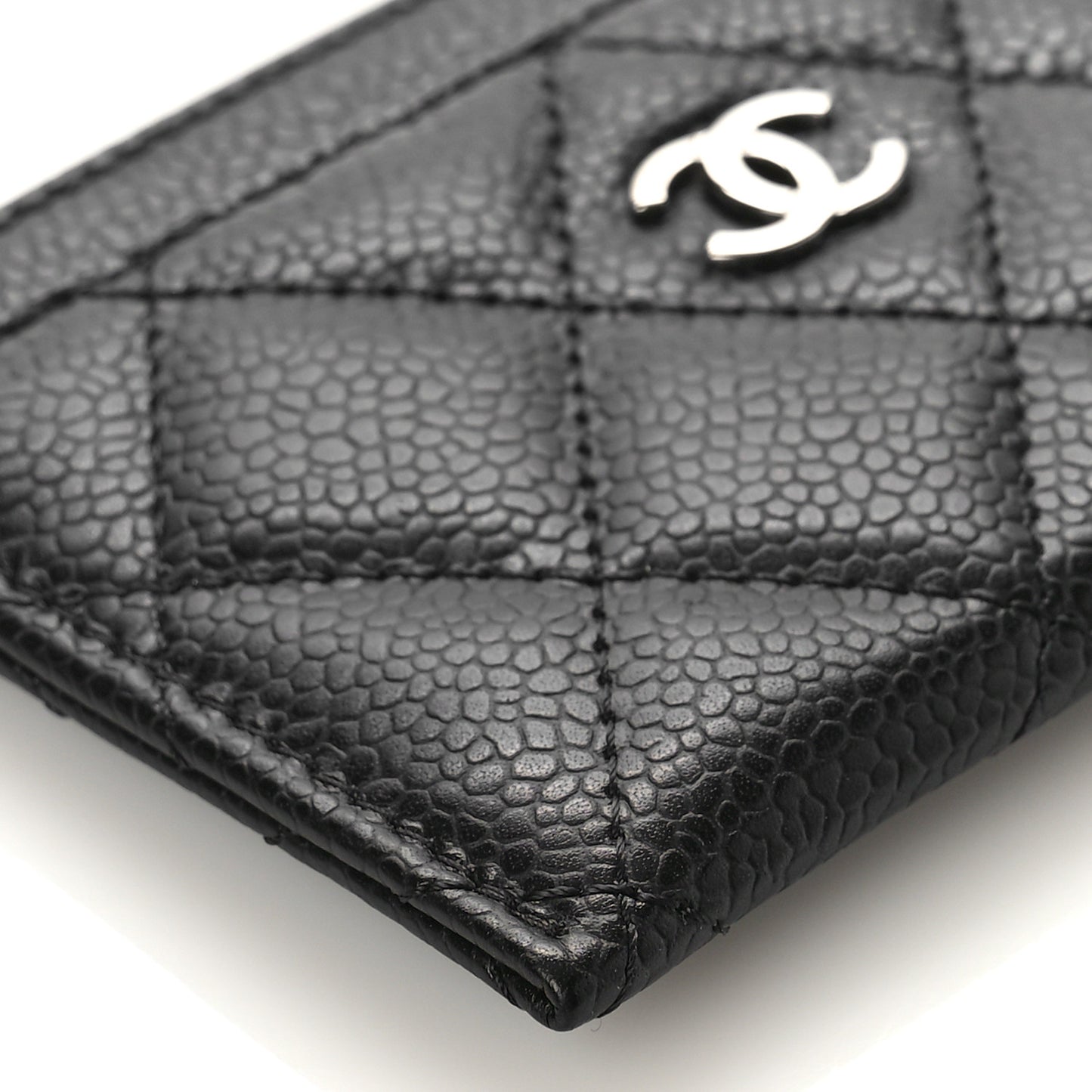 Caviar Quilted Card Holder Black