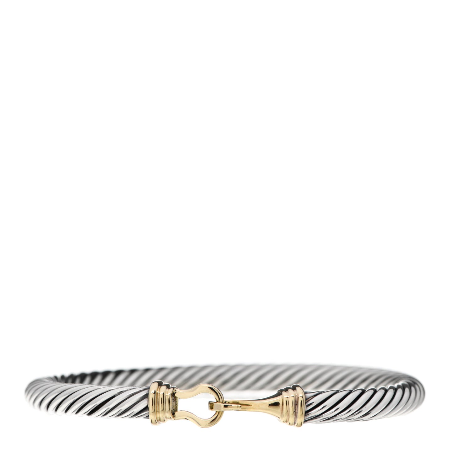 Sterling Silver 14K Yellow Gold 5mm Cable Classic Buckle Bracelet