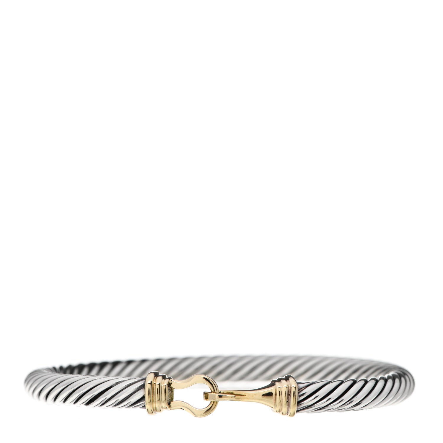 David Yurman Sterling Silver 14K Yellow Gold 5mm Cable Classic Buckle Bracelet 1 of 4
