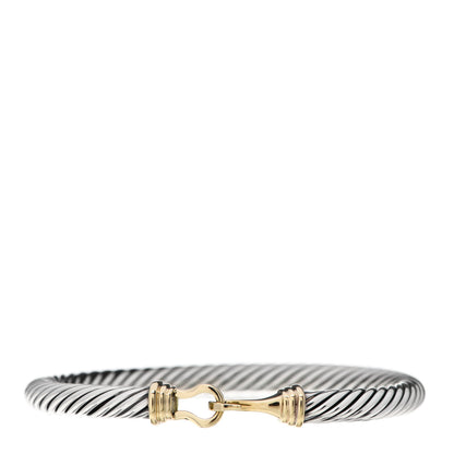 David Yurman Sterling Silver 14K Yellow Gold 5mm Cable Classic Buckle Bracelet 1 of 4