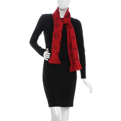 Louis Vuitton Wool Silk Logomania Scarf Rubis 2 of 4