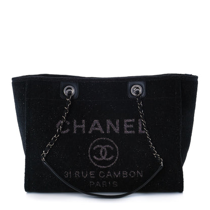 Chanel Lurex Boucle Small Deauville Tote Black 1 of 12