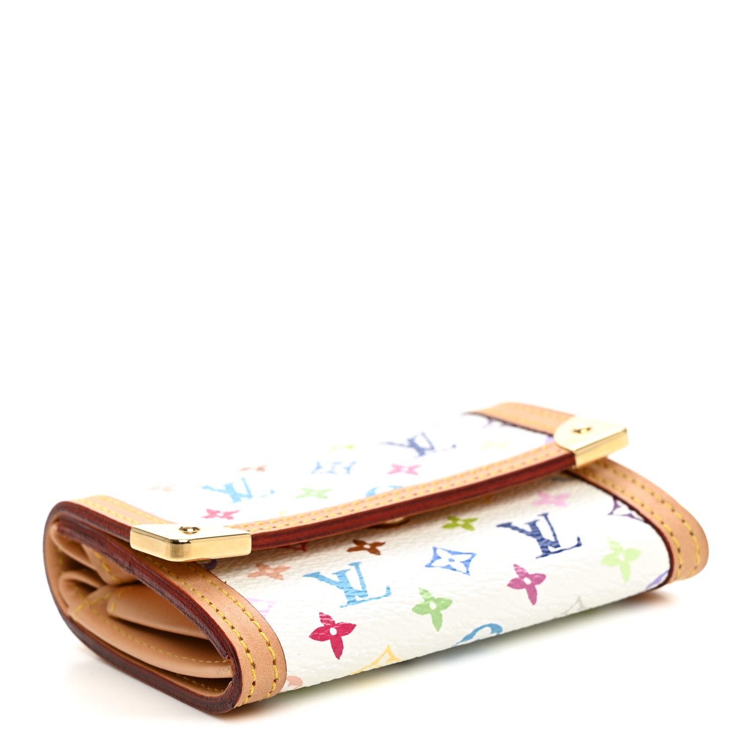 Louis Vuitton Monogram Multicolor Porte-Monnaie Plat Coin Purse White 4 of 6