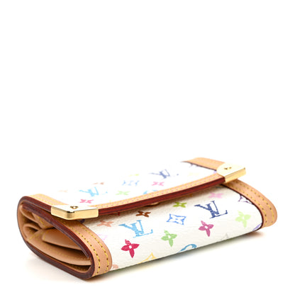 Louis Vuitton Monogram Multicolor Porte-Monnaie Plat Coin Purse White 4 of 6