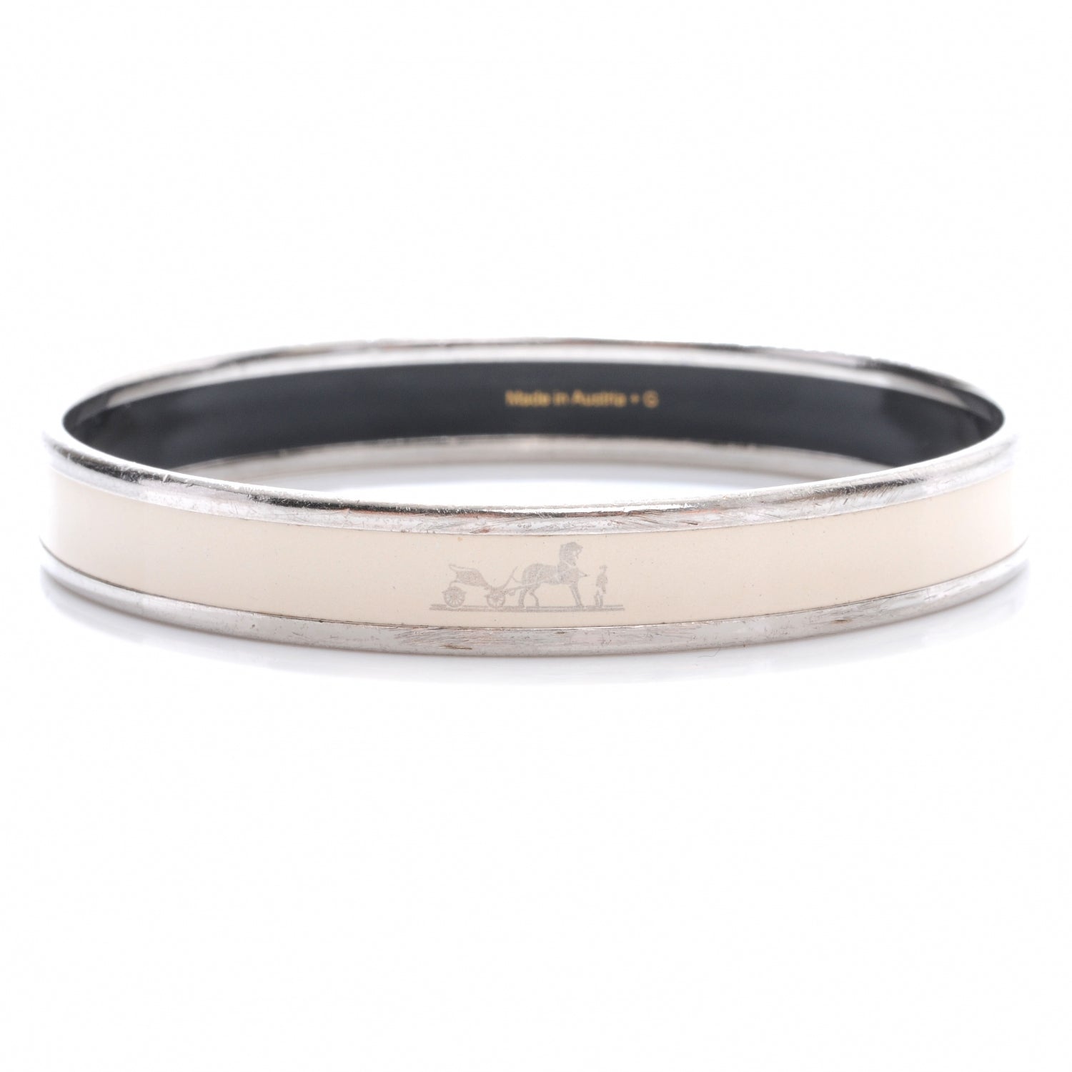 Hermes Enamel Narrow Caleche Printed Bracelet PM 65 1 of 6
