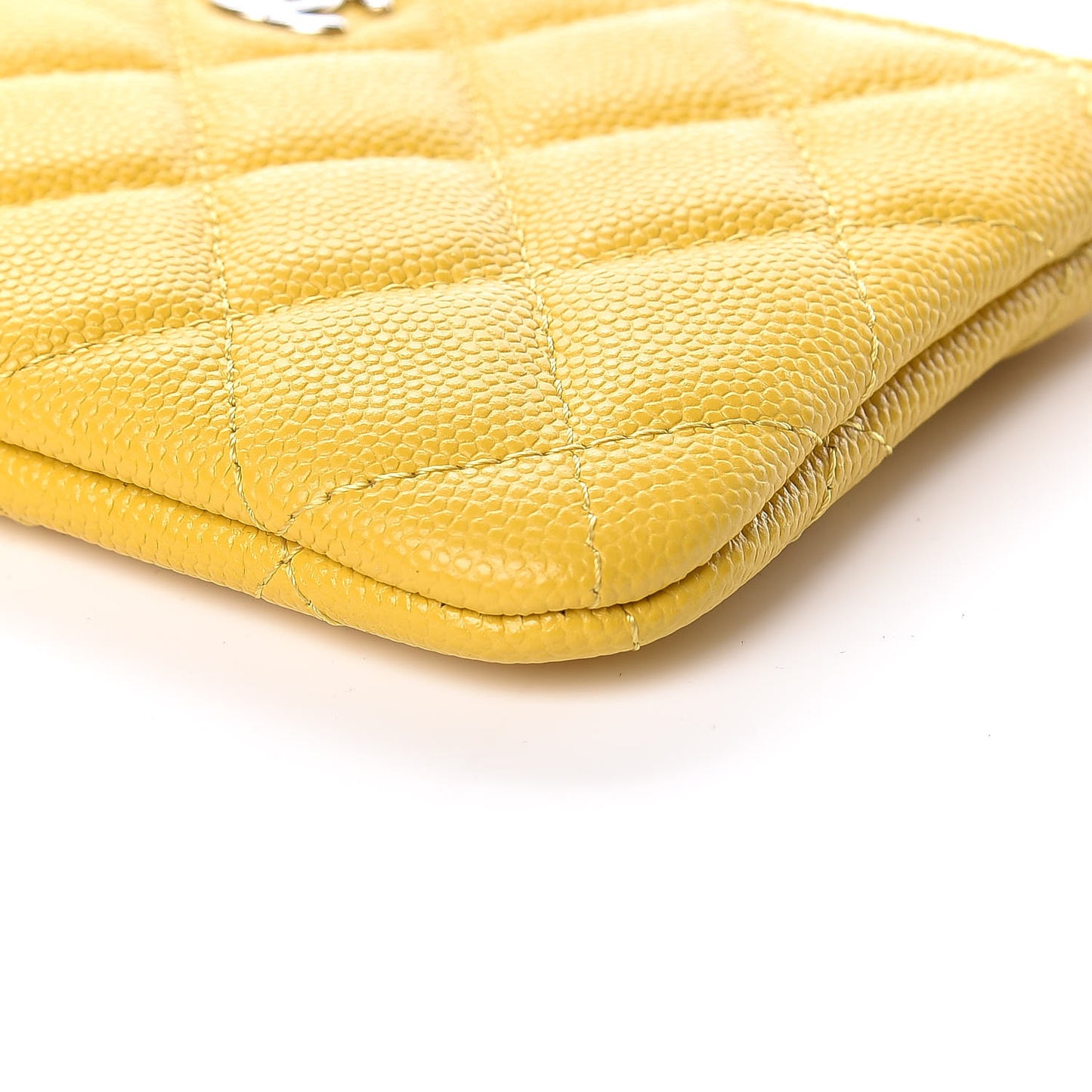 Caviar Quilted Small Cosmetic Case Yellow