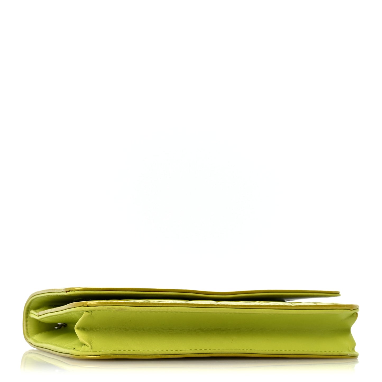 Patent Camellia Embossed Wallet on Chain WOC Green
