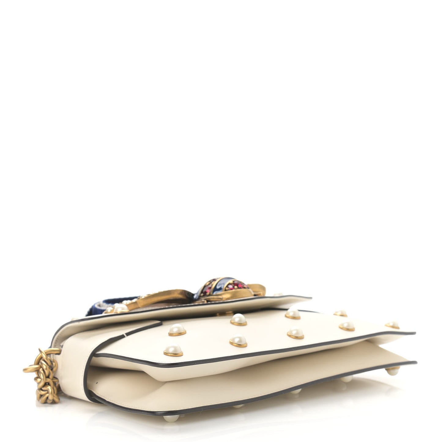 Nappa Pearl Studded Mini Queen Margaret Broadway Shoulder Bag Mystic White