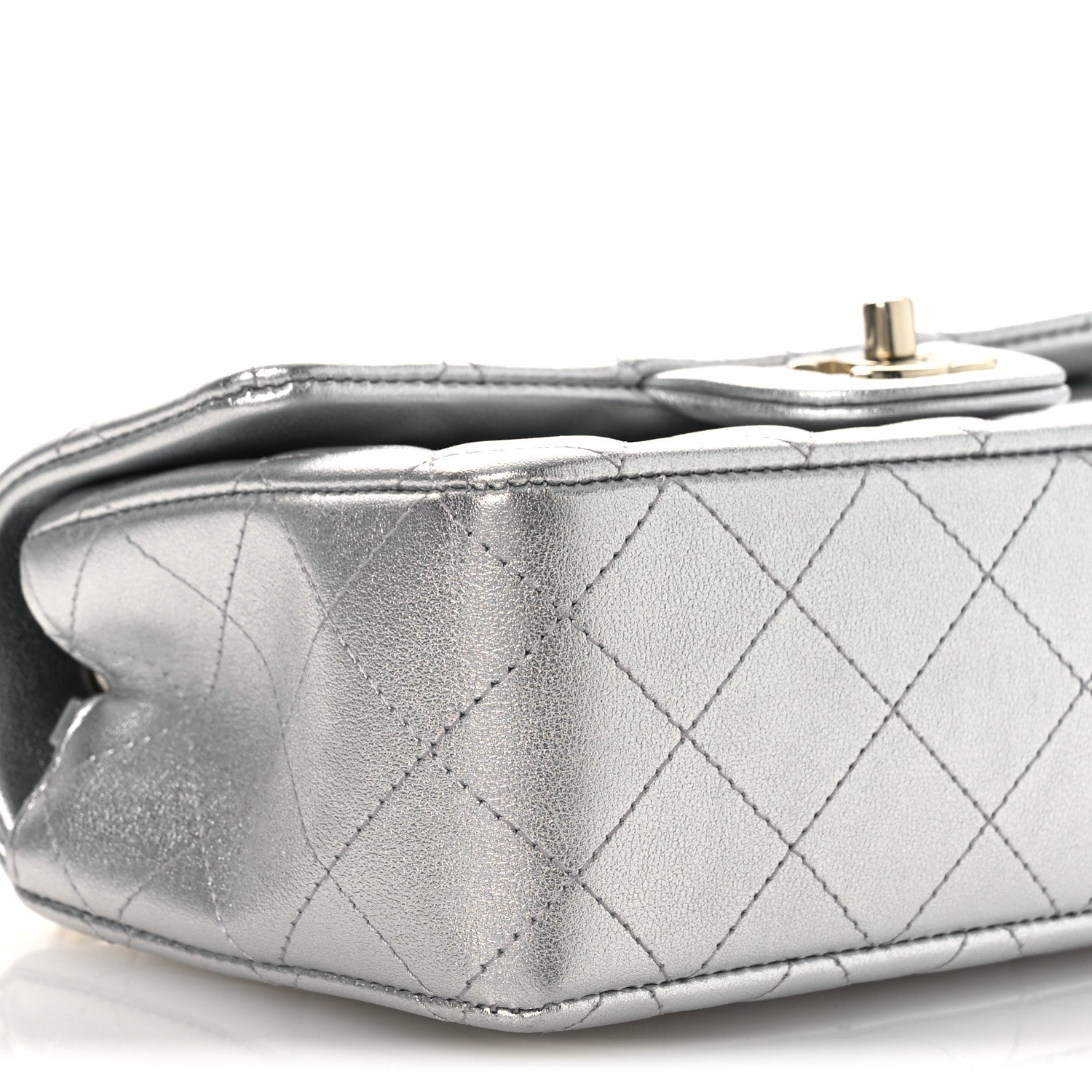 Chanel Metallic Lambskin Quilted Mini Rectangular Flap Silver 9 of 15