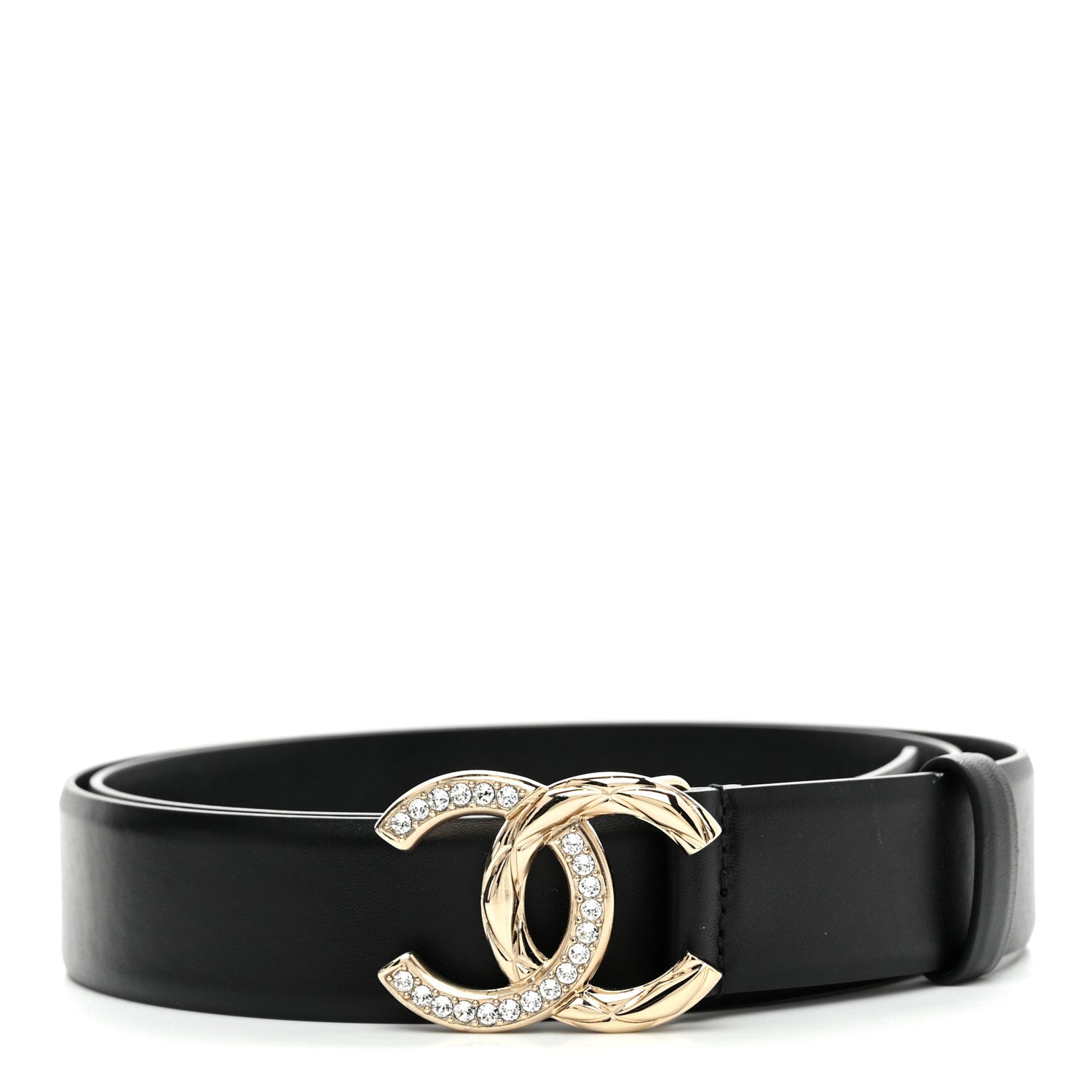 Chanel Calfskin Crystal Metal Quilted CC Belt 90 36 Black 1 of 6