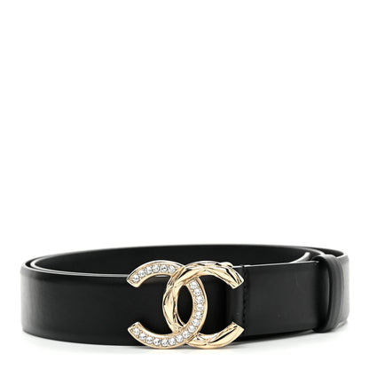 Chanel Calfskin Crystal Metal Quilted CC Belt 90 36 Black 1 of 6