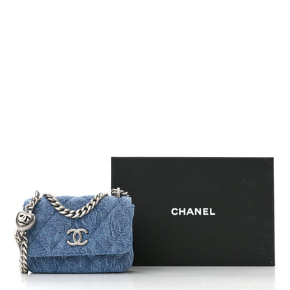 Chanel Denim Quilted Camellia Sweetheart Card Holder With Chain Blue 10 of 10