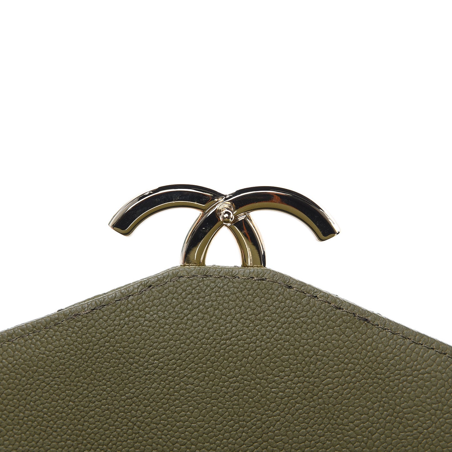 Grained Calfskin Quilted Small Cuba Top Handle Flap Khaki
