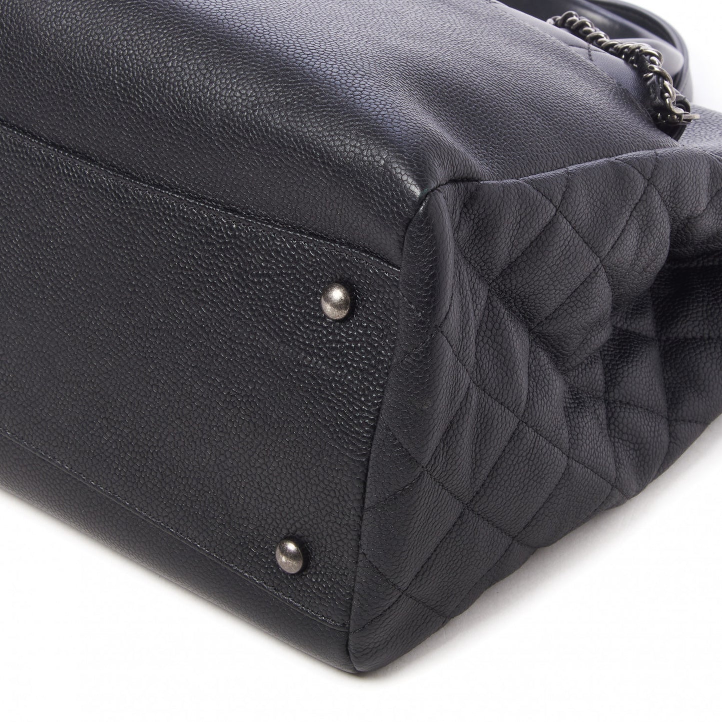 Caviar Lambskin Quilted Large Coco Break Shopping Bag Black