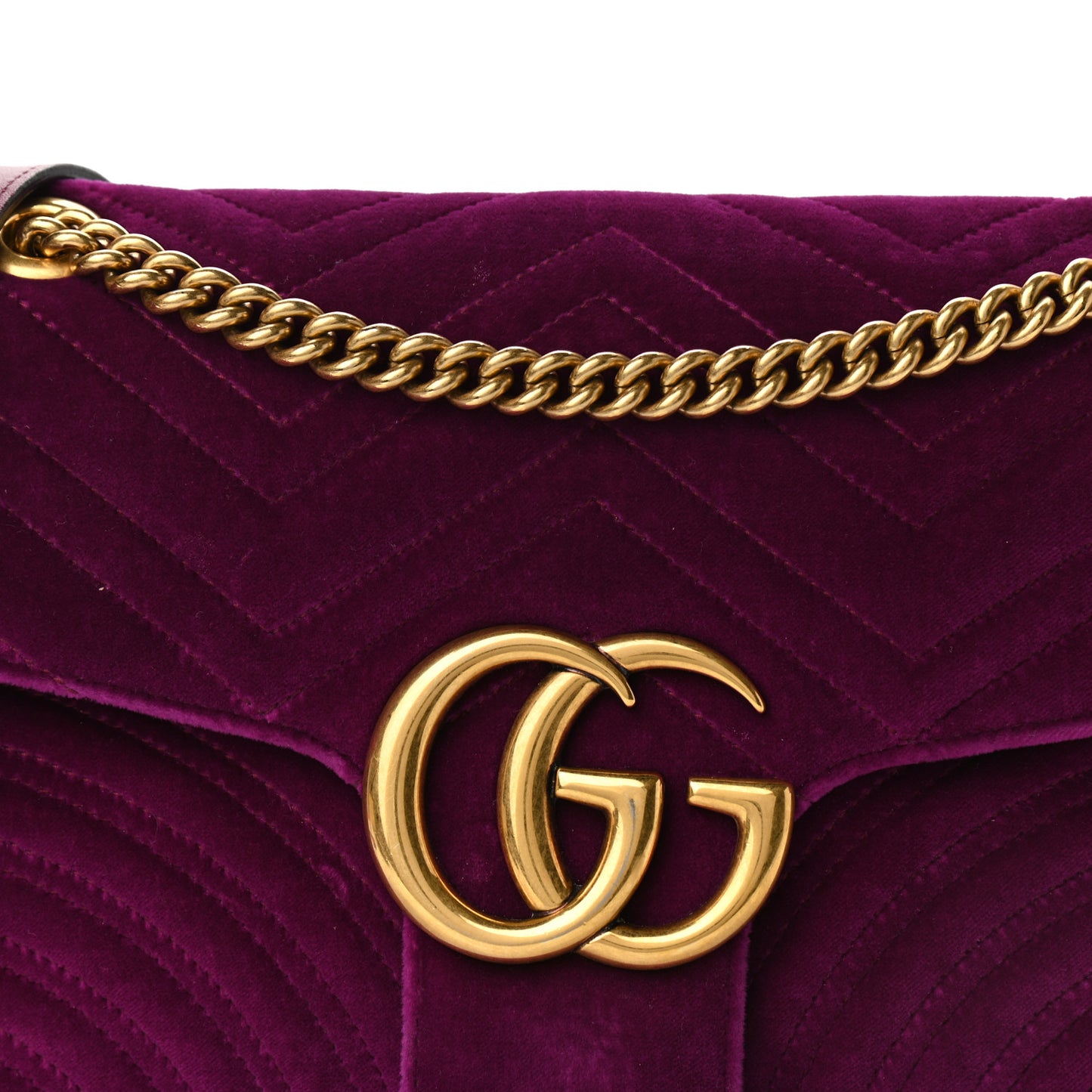 Velvet Matelasse Medium GG Marmont Shoulder Bag Fuchsia Violet Cyclamen