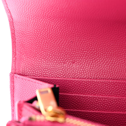 Saint Laurent Grain De Poudre Matelasse Chevron Monogram Flap Wallet Fuxia 9 of 11