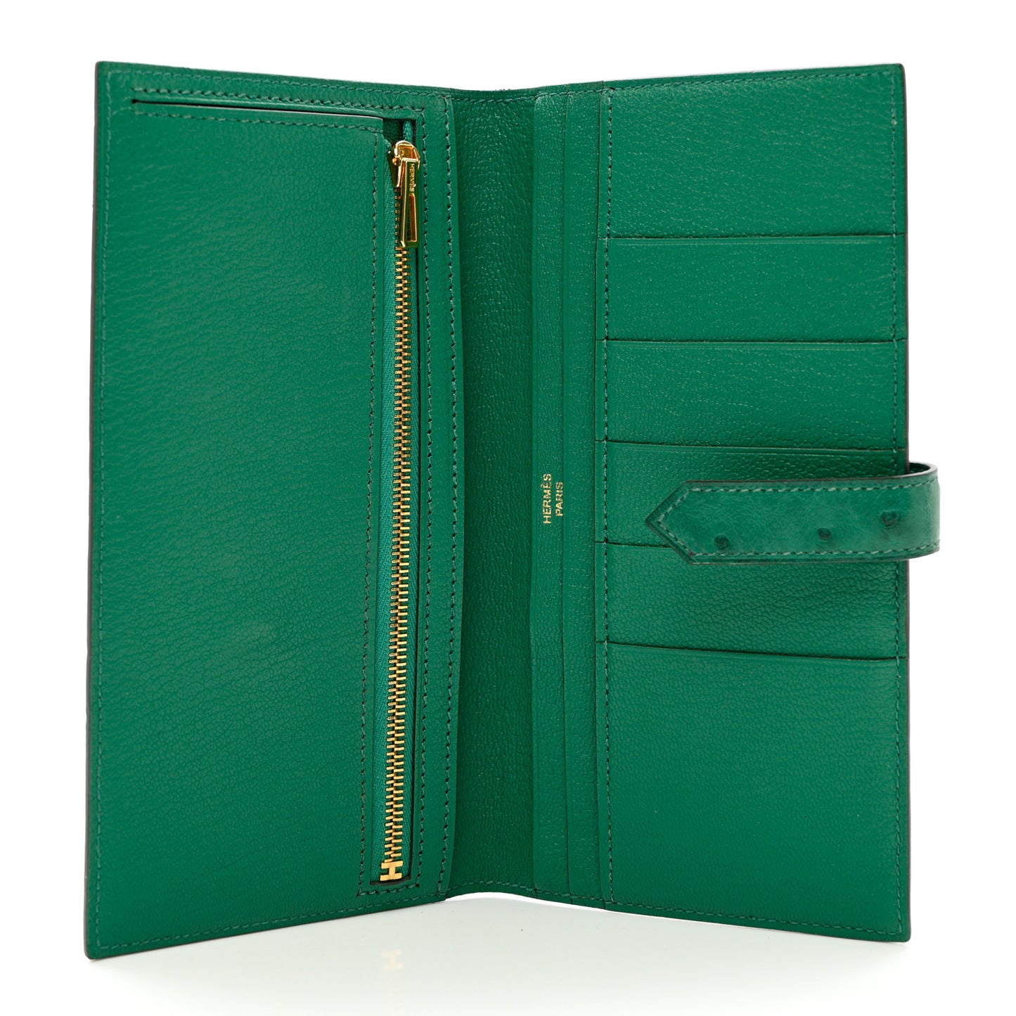 Ostrich Bearn Gusset Wallet Vert Vertigo