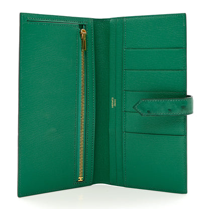 Hermes Ostrich Bearn Gusset Wallet Vert Vertigo 5 of 6