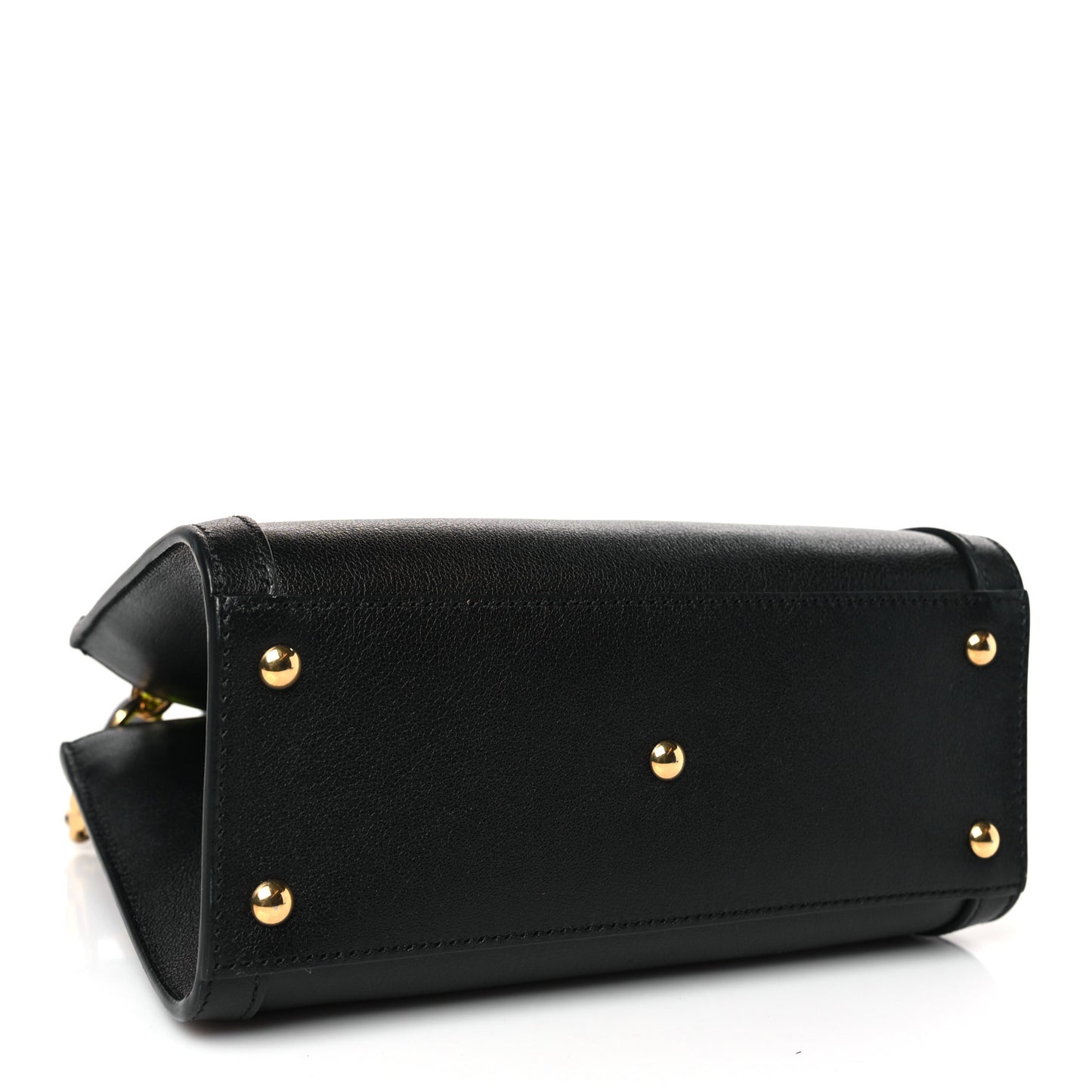 Wonka Grain Calfskin Mini Diana Tote Bag Black Yellow Fluo