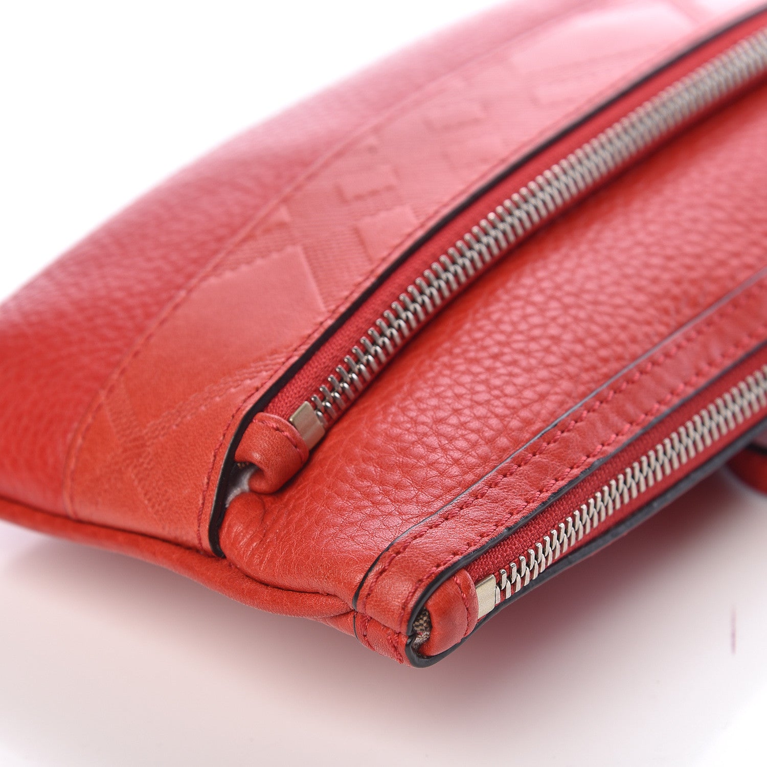 Burberry Grainy Calfskin Check Embossed Wristlet Military Red 13 of 16