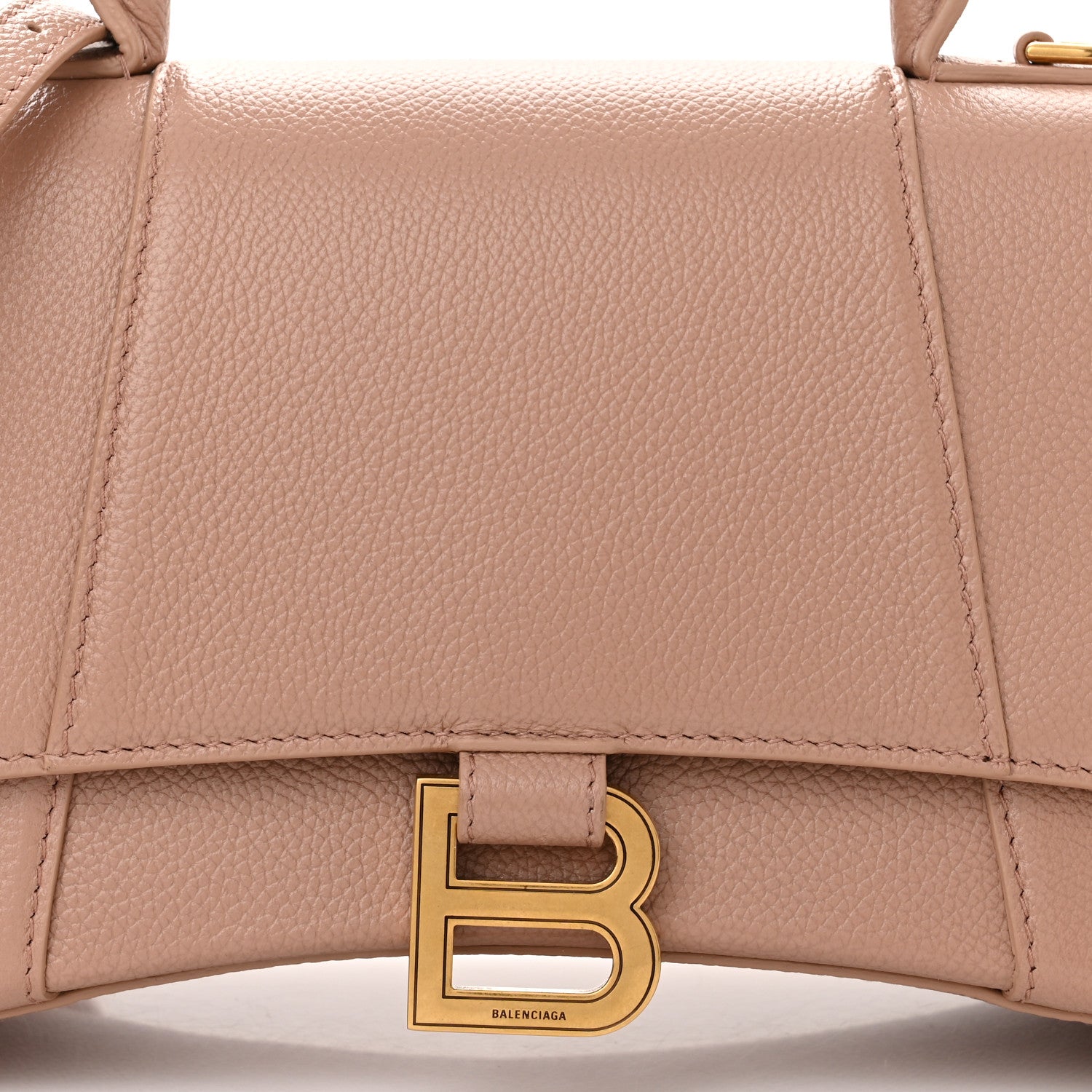 Balenciaga Grained Calfskin Small Hourglass Top Handle Bag Nude Beige 9 of 11