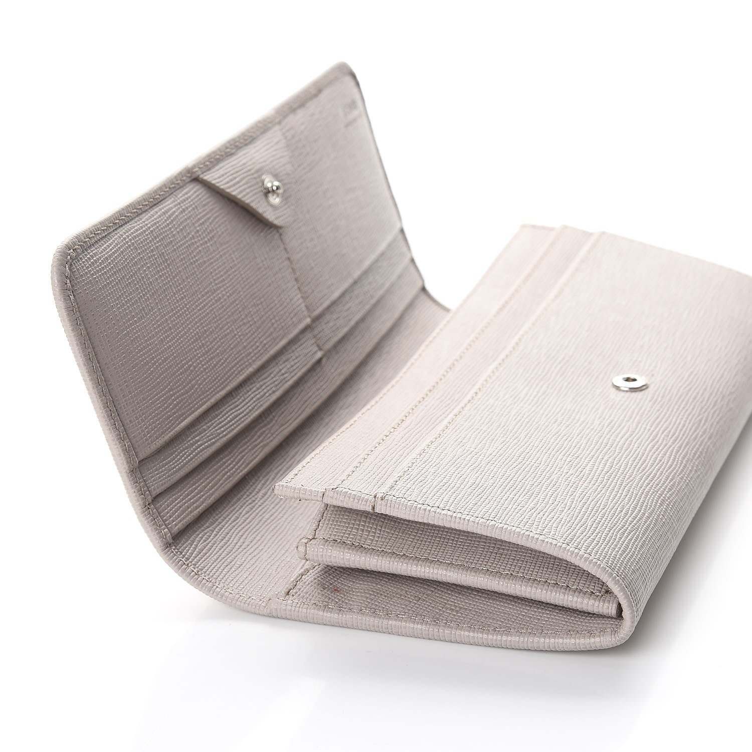 Fendi Vitello Elite Flowerland Continental Wallet Grigio Polvere 8 of 11