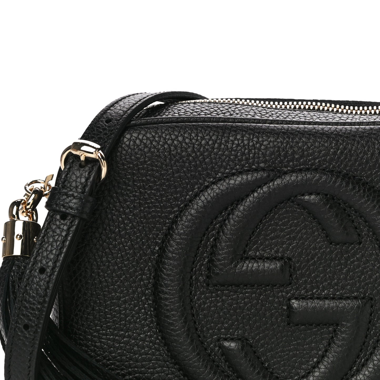 Pebbled Calfskin Small Soho Disco Bag Black