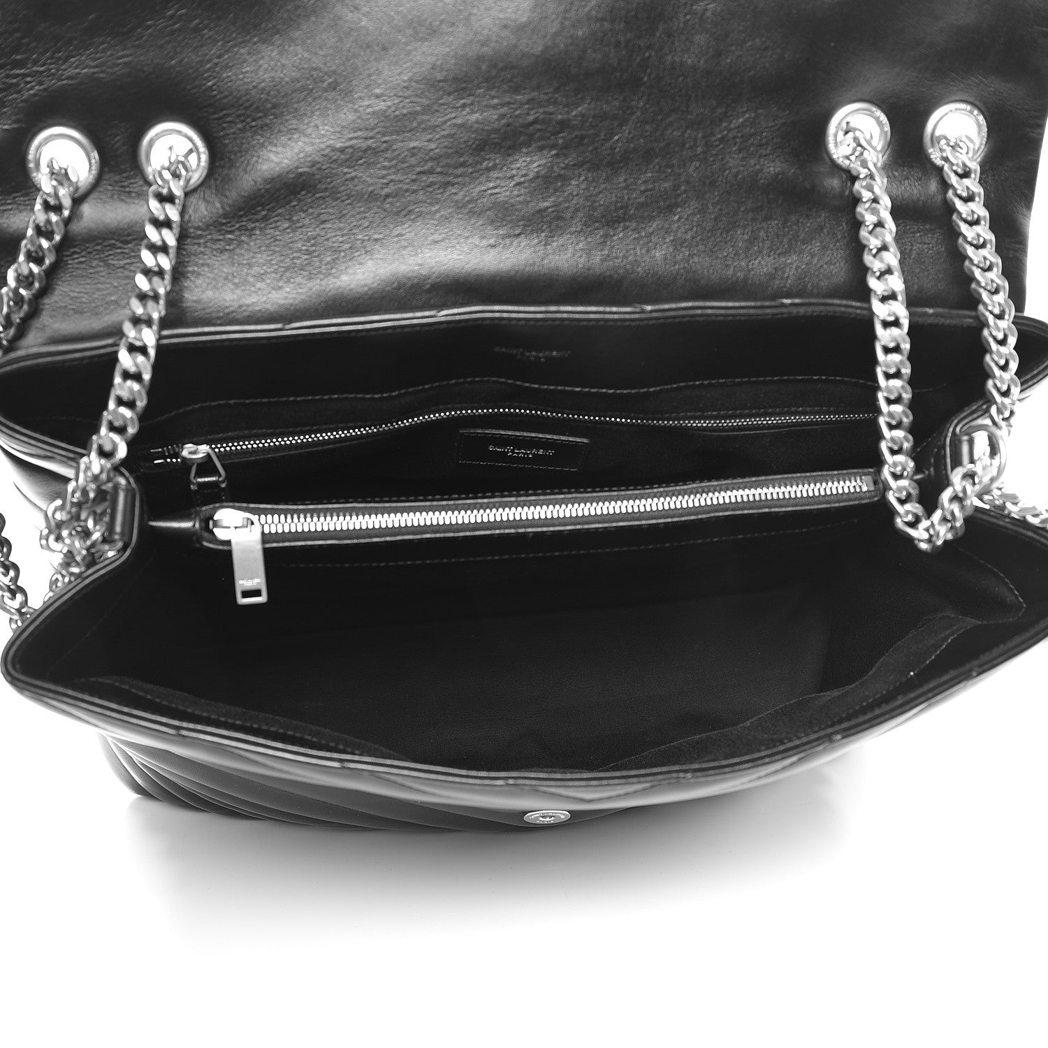 Saint Laurent Calfskin Y Quilted Monogram Large Loulou Chain Satchel Black 6 of 11