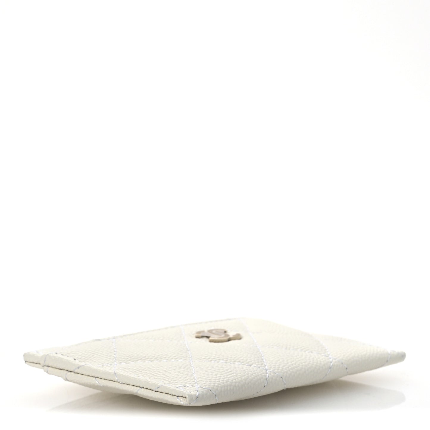 Caviar Quilted Card Holder White