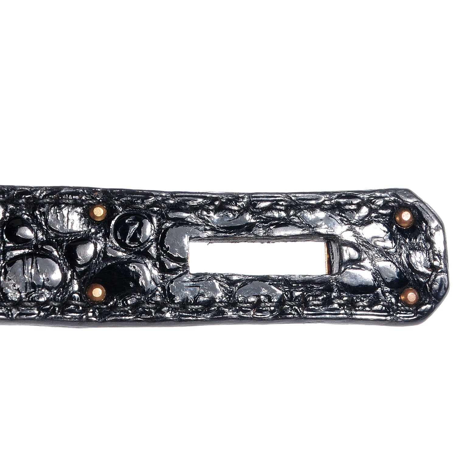Hermes Shiny Porosus Crocodile Kelly Sellier 32 Black 6 of 9