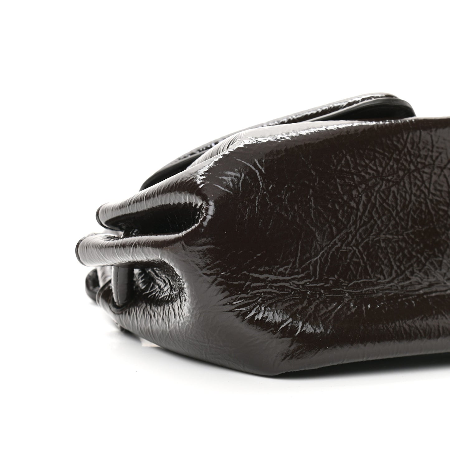 Patent Deerskin Small Beak Triangle Flap Shoulder Bag Fondant
