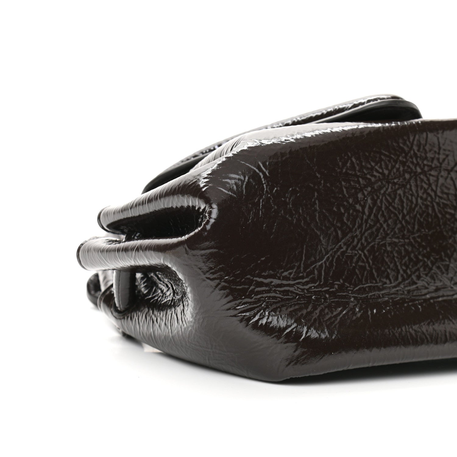 Bottega Veneta Patent Deerskin Small Beak Triangle Flap Shoulder Bag Fondant 8 of 9