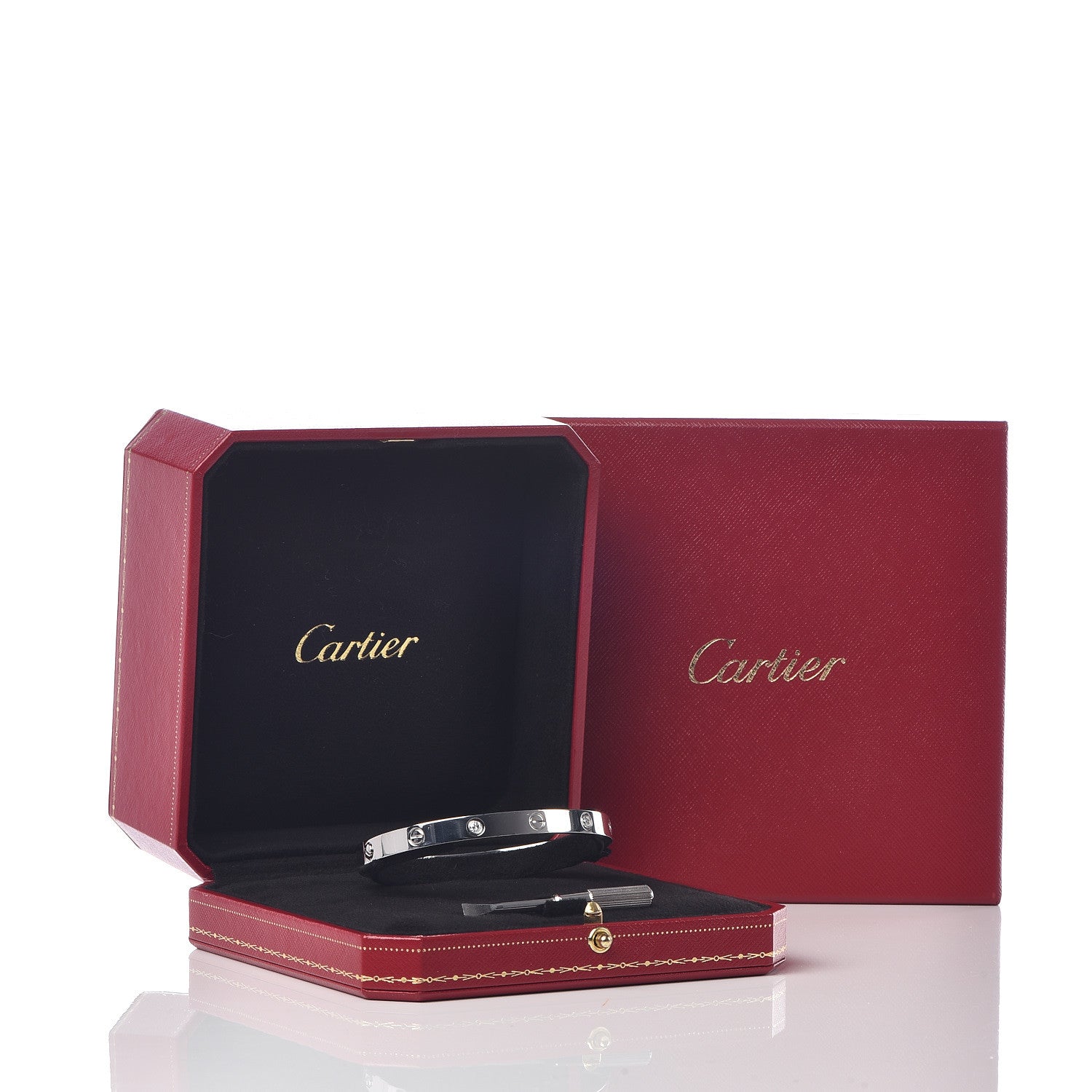 Cartier 18K White Gold 4 Diamond LOVE Bracelet 19 7 of 7