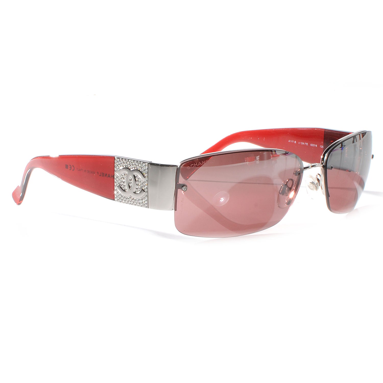 Chanel Crystal CC Logo Sunglasses 4117 B Red 3 of 5